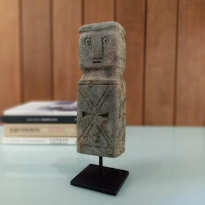 Primitive Stone Statue with stand, Stone Sculptue, Hand Carved, Stone Figurines, Decorative Art Object, Antique Statue, Home Decoration LA31