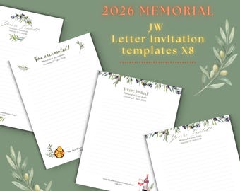 2026 JW Memorial Invitation Printable | Memorial Letter Writing Template | A4 Lined Stationery | Digital Download