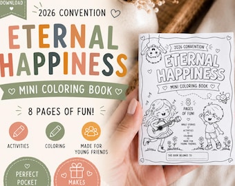 2026 Eternal Happiness Convention Taschenbuch für Kinder | JW Malvorlagen, Stille Zuhören | Druckbare PDF, Mini-Geschenkbuch.