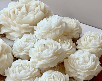 Custom Small & Large Peony Flower Candle, Pillar Wedding Favors, Events, Decorative Personalized Homemade Candles, Bridesmaid, Baptism Gifts