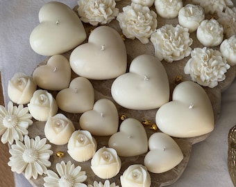 Custom Bulk Flower Candles, Peony, Daisy, Tulip, Carnation, Heart, Wedding, Easter Guests Favors, Handmade Decorative Candle, Soy & Beeswax