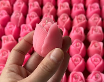 Bulk Tulip Candles, Bridesmaid Favors for Guests, Natural Decorative Pillar Unique Personalized Wedding Candle, Baby Shower Event Party Gift