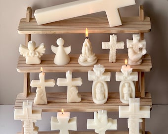 Velas personalizadas en forma de cruz al por mayor, recuerdos para niño o niña, fe, oración, bendiciones, ángel, centros de mesa para bautizo, de colores, perfumadas, de soja y cera de abeja.