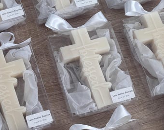 Baptism Cross Candles, Faith, Blessed Religious Worship Prayer Pillar Decorative Favor, Gifts Box, Custom Unique Invitation Scented Candle
