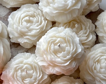 Custom Small & Large Peony Flower Candle, Pillar Wedding Favors, Events, Decorative Personalized Homemade Candles, Bridesmaid, Baptism Gifts