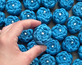 Bulk Peony Candles, Small Flower Wedding Favors, Custom Personalized, Baby Shower Party Bridesmaid Mini Gift, Soy & Beeswax, Colored Scented