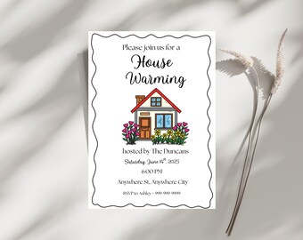 Housewarming Einladung: Bearbeitbare Canva Vorlage (Digitaler Download)