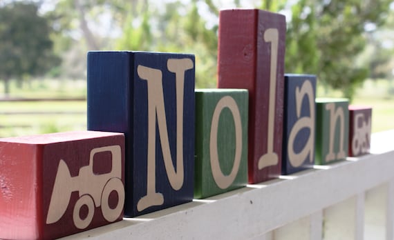 CUSTOM LETTER BLOCKS Dump Truck Boy Bedroom Centerpiece Etsy