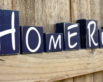 BASEBALL LETTER BLOCKS - Sports Nursery Shelf Sign - Boys Room - Baby Name - All Star Home Run Bedroom Decoration