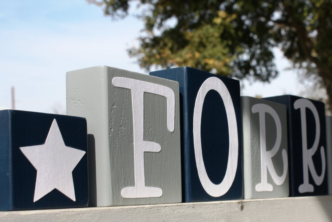 PERSONALIZED LETTER BLOCKS - Baby Shower Gift - Dallas Cowboys Stars ...