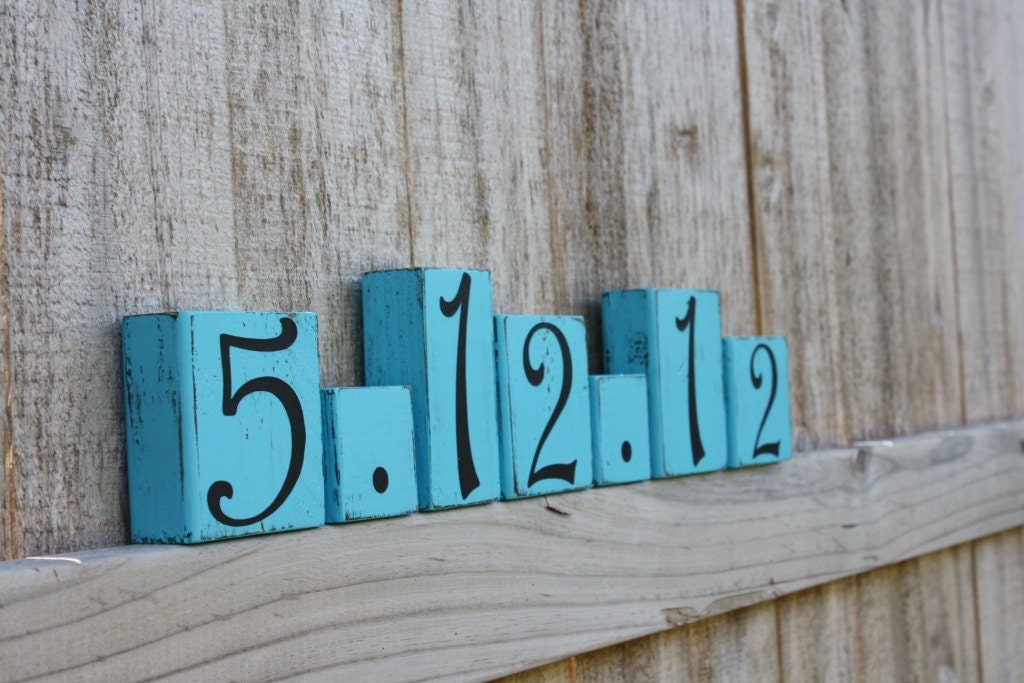 CUSTOM DATE BLOCKS - Letter Personalized - Wedding Anniversary ...
