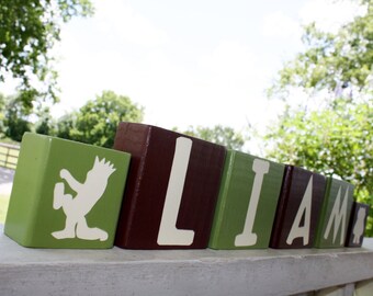 Where The Wild Things Are Letter Blocks - Personalized Name Decor - Baby Shower Nursery Gift