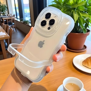 Étui transparent pliable pour iPhone 2 en 1 - Étui de protection antichoc tendance 3D bouclé pour iPhone 11, 12, 13, 14, 15, 16 Pro Max, X, XR