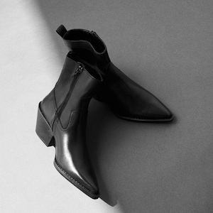 Men handmade Black leather Ankle high boot,  Men dress formal pointed boot