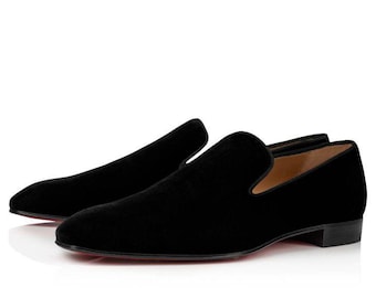 Men Handmade black Suede Leather Moccasin Shoes: Men's Slip-On Dress Shoes