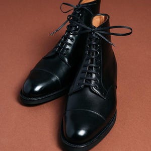 Men handmade Black Leather Ankle high boot,  Men combat military boots, men dress up official boot