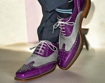 Handmade Tan Brown Leather Oxford Shoes: Whole cut One Piece Dress Boots