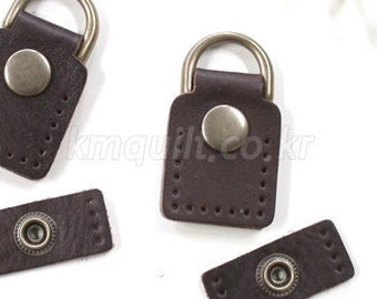 4pcs Genuine Leather Snap Closure Set Brass Hardware Made in Korea