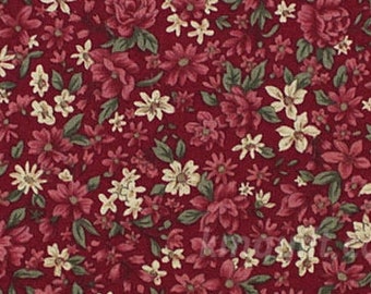 Cotton 1/2y Korean Fabric - Lovely Flower Wine/ High quality 100% cotton print half yard 44" x 18"