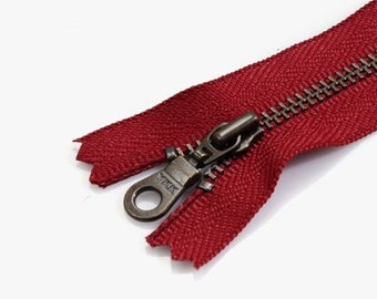YKK Japan Zipper Deep-red Cotton Body Closed End Brass Metal Donut Pull 4-12" (10-30cm) #3