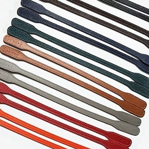 2 Leather Handles 14&quot;/ 36cm Mini Size Soft Leather Strap Handles for Bag N Purse/ High quality bag handles made in South Korea/ Colors vary