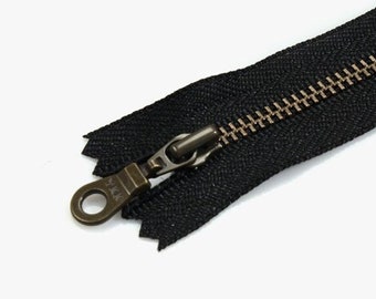 YKK Japan Zipper Black Cotton Body Closed End Brass Metal Donut Pull 4-12" (10-30cm) #3