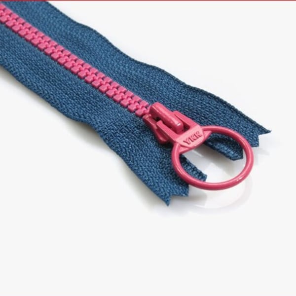 YKK Zipper Original Japanese Plastic Vislon Zipper Navy-Hot Pink Color/ Closed End YKK zipper with circle pull & cotton body 8" 10" 12" 14"