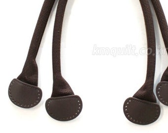 SALE/ 2 Webbing Handles with Leather Finishing 20"/ 50cm Cotton Webbing Strap Handles for Tote Bag and Purse