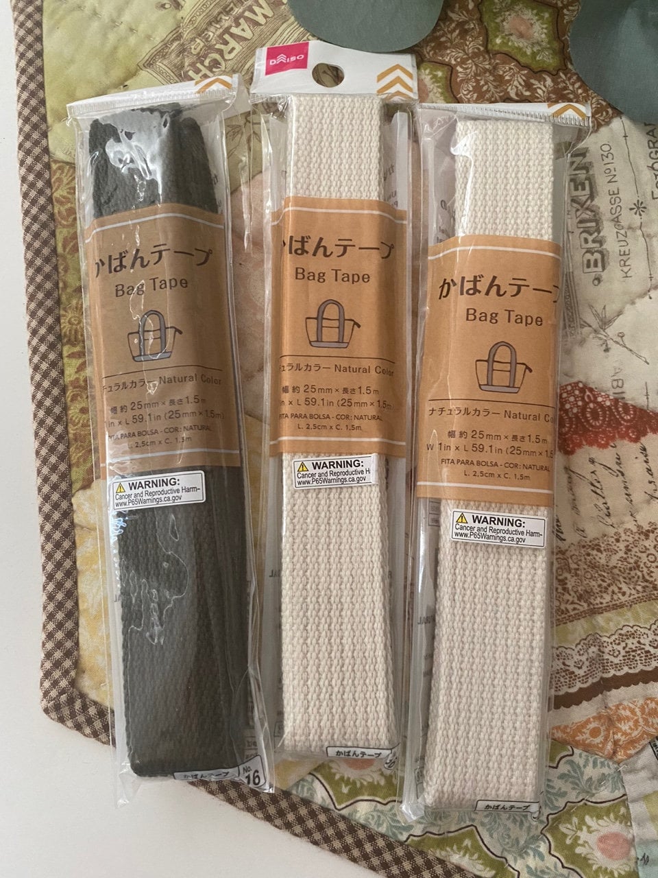 from DAISO JAPAN 2.5cm x 1.5m Bag Tapes Cotton bing Straps Handles
