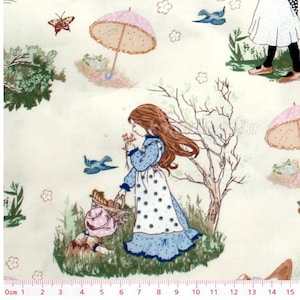 Cotton 1/2y Korean Fabric/ High quality 100% cotton print half yard 44&quot; x 18&quot; girl story