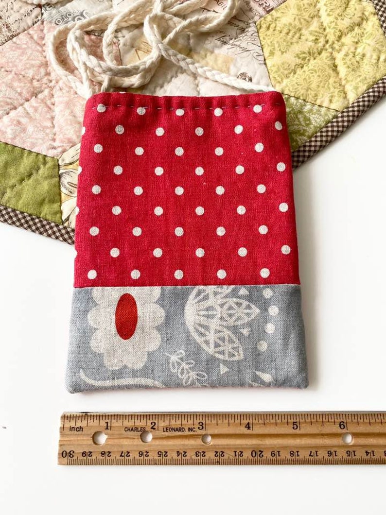 passport Mini Crossbody Small Bag with knitted strap handle Mini crossbody for kids Linen crossbody Handmade gift Good for phone