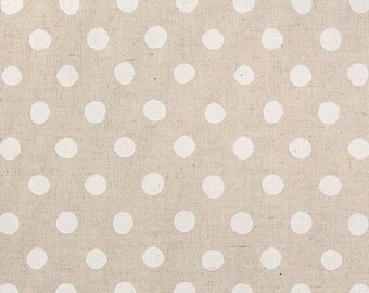 Linen 1/2y Japanese Linen Canvas/ High quality Sevenberry linen cotton blended 44" x 18"- basic selection 88185 White dot