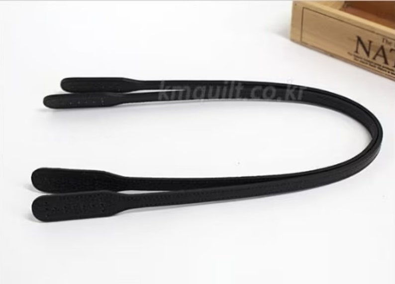 2 Leather Handles 24 60cm Soft High Quality Leather Strap Handles for bag colors vary KM6000 Embo Black/ Black