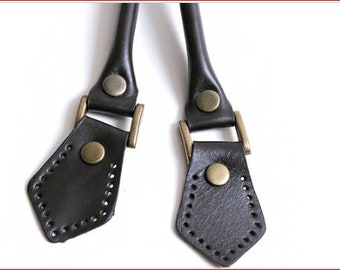 2 Leather Handles 48cm (18.5") High Quality Genuine Leather Strap Handles 2pcs (1 pair) made in South Korea, Popular Handle for Tote Bag