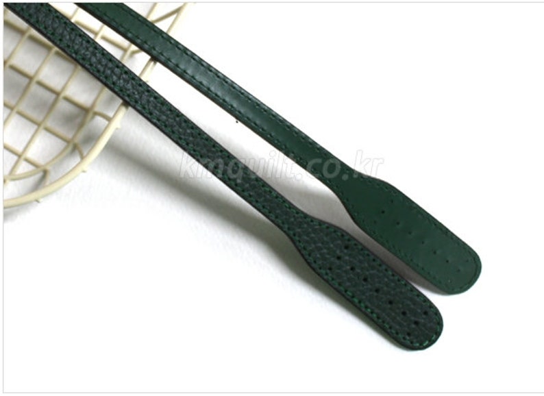 2 Leather Handles 24 60cm Soft High Quality Leather Strap Handles for bag colors vary KM6000 Embo Green/ Green