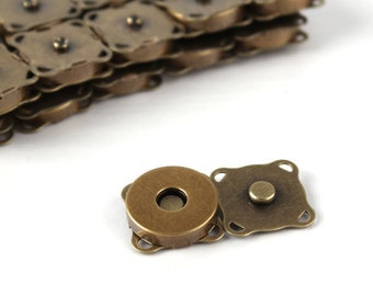 Magnetics 10pcs  Antique Brass/ Sew on magnetic closure/ S M L size available