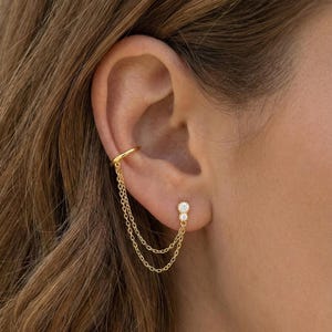 Sterling Silver Double Chain Ear Cuff