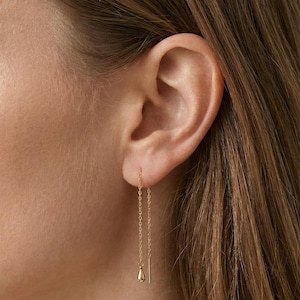 Sterling Silver Teardrop Double Chain Dangle Earring