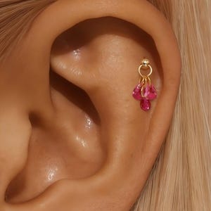925 Sterling Silver Gold-Plated Crimson Teardrop CZ Flat Back Piercing Earrings | Elegant Statement Jewelry
