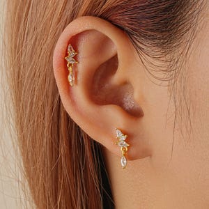Geometric Water Drops•  Minimalist •  Labre Earrings • Flat Back Earrings • Tragus Earring • Cartilage Earring • Nose Ring