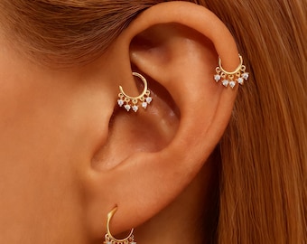 925 Sterling Silver Gold-Plated Tassel CZ Dangle | Sparkly Jewelry Gift for Women