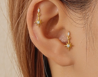 Tiny Star Stud Earrings: 925 Sterling Silver, Cubic Zirconia