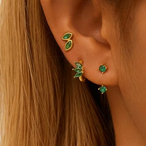 Sterling Silver Emerald Earring Set