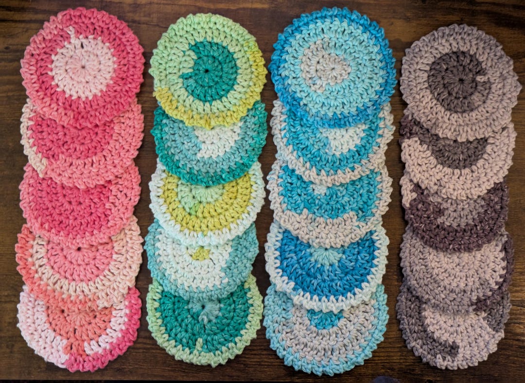 Round Face Rochet Pad Pattern 100% Cotton Crochet Facial Pads | Reusable Washable Face Scrubbies ...