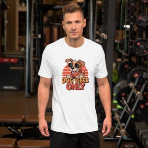 Dog Vibes Only T-Shirt - Süßes lustiges Hundeshirt für Tierliebhaber, Welpe Grafik-T-Shirt, Hundemama Geschenk, Hundepapa Shirt, Retro-Stil