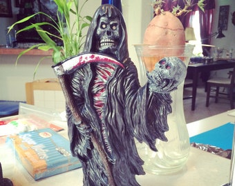 You Paint it Lg Grim Reaper Holding a Skull Head Ceramics Poured by CrazyOldLadyJC