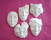 Price includes shipping 5-Mini Face Mask Pins or Pendants Ornaments Ceramics Poured by CrazyOldLadyJC
