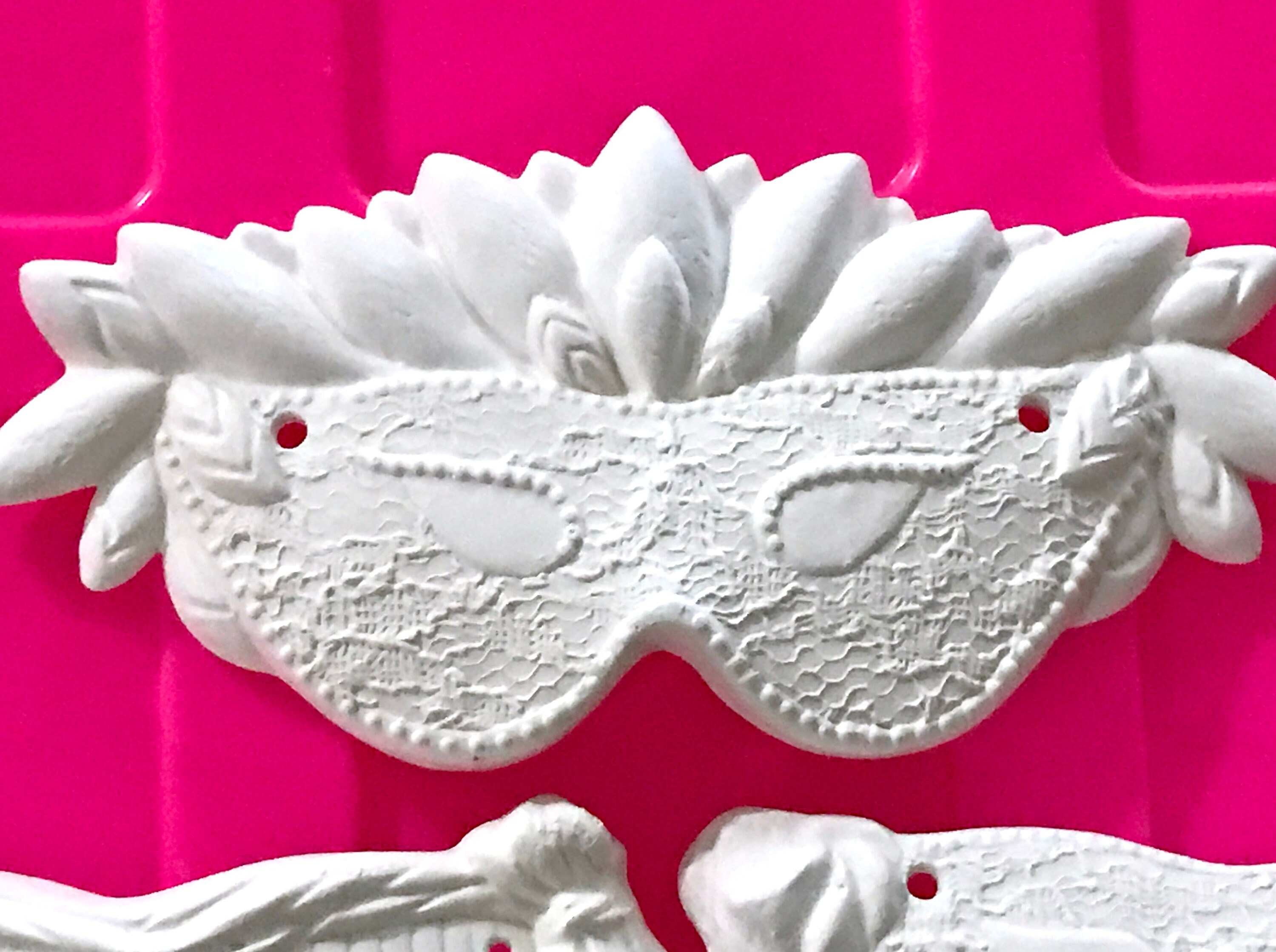 Set of Mini Lace Mask and Strip Mask Ceramics Slip Cast by ...