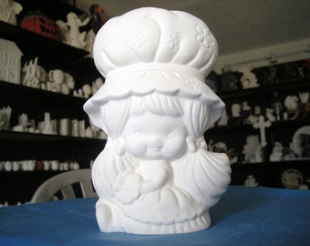 Big Hat Girl/Doll Sitting Ready to Paint Ceramic slip cast by Crazy Lady JC