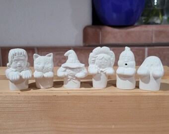 Halloween Finger Puppets Ready to Paint Ceramics Cast by CrazyOldLadyJC